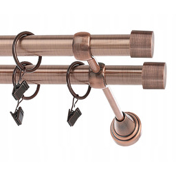 Karnisz Metalowy podwójny fi19 mm 280cm Miedź antyczna