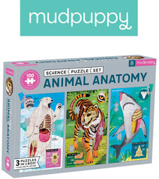 Mudpuppy, puzzle, edukacyjne Anatomia zwierząt, 3x100 el.