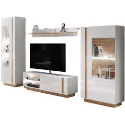 Meblościanka TV/RTV biała połysk Arco B+C+G+J