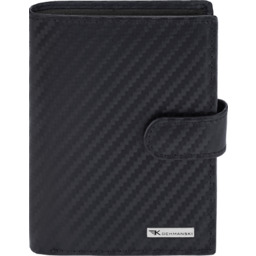 Portfel skórzany męski na zatrzask pionowy karbon RFID