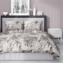 Pościel satynowa 140x200 Home Satin 54 beżowa liście