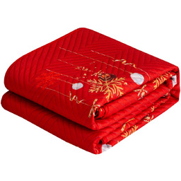Narzuta bożonarodzeniowa pikowana czerwona w bałwanki NLW-15