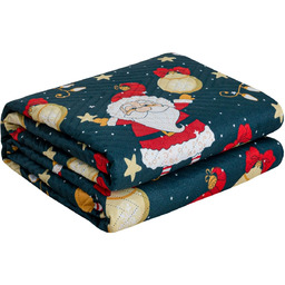 Narzuta bożonarodzeniowa pikowana zielona w mikołaje NLW-16