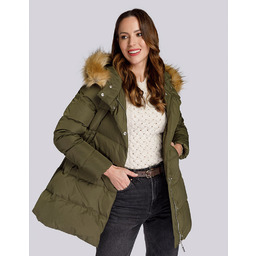 Damska kurtka puchowa z kapturem zielona