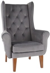 Fotel Uszak Chesterfield szary - 24h, z pikowaniem,