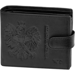 Portfel męski z orłem skórzany czarny na zatrzask