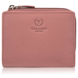 Portfel damski skórzany mały różowy pastelowy w orientacji