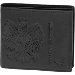 Skórzany portfel męski z orzełkiem slim czarny