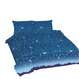 Matex Pościel bawełniana 220x200 Gwiazdy księżyce niebieska Universal