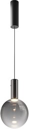 NEBULA Lampa wisząca czarna kula szkło H350cm fi20cm