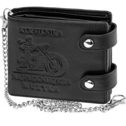 Portfel męski dla motocyklisty z łańcuchem skóra naturalna