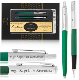 ZESTAW PREZENTOWY PARKER JOTTER Z GRAWEREM PIÓRO WIECZNE+DŁUGOPIS+DEDYKACJA