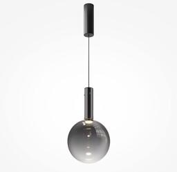 NEBULA Lampa wisząca czarna kula szkło H360cm fi25cm