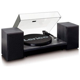 LENCO Gramofon LS-300 Czarny, Półautomatyczny, Napęd paskowy, Kolumny