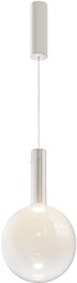 NEBULA Lampa wisząca biała kula szkło H360cm fi25cm