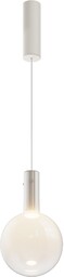 NEBULA Lampa wisząca biała kula szkło H350cm fi20cm