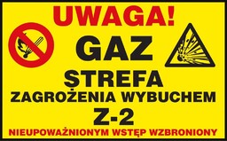 Z-34G - Znak uzupełniający - gaz Uwaga! Gaz