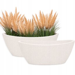 Doniczka Duża Owalna 40 X 16 CM Kremowa