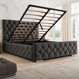 Łóżko z pojemnikiem 4319G 140x200 Welur Ciemny szary