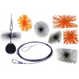 Zestaw do komina szczotka kula lina stal 15m