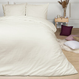 Darymex Pościel satynowa 160x200 kremowa pasy jednobarwna Cizgili