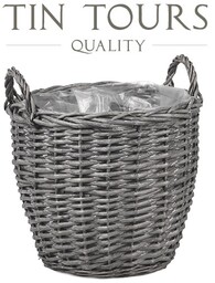 OKRĄGŁY KOSZ WIKLINOWY Z UCHWYTAMI NA KWIATY 29x29x25/30