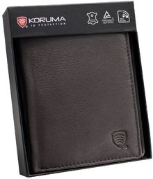 Portfel męski skórzany z ochroną RFID BLOCK (brąz)