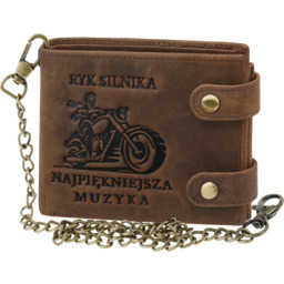 Portfel męski dla motocyklisty z łańcuchem skóra naturalna