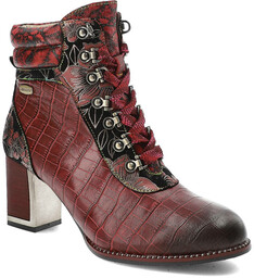 Laura Vita Czerwone Botki Eleganckie Skórzane Buty Damskie