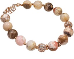 Naturalny Opal Różowy Bransoletka Różowe Złoto Srebro