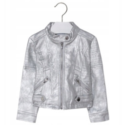 Kurtka ramoneska ekoskóra dziewczęca srebrna Mayoral 3412-46 r.