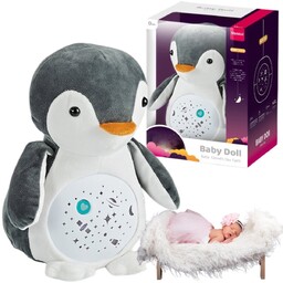Pingwin Przytulanka Projektor Gwiazd Uspokajacz do Usypiania Lampka