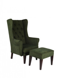 Zestaw pufa Uszak + fotel Uszak Chesterfield, zielony,