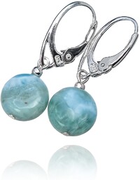 Naturalny Larimar Piękne Kolczyki Srebro