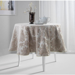 OBRUS 140 KOŁO POLIESTER CAPPUCCINO ŻAKARDOWY