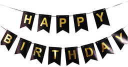 Baner flagi czarny z napisem Happy Birthday -