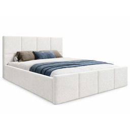 Białe łóżko tapicerowane slim z pojemnikiem Siena (Slim