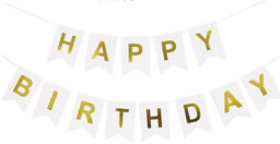 Baner flagi biały z napisem Happy Birthday -