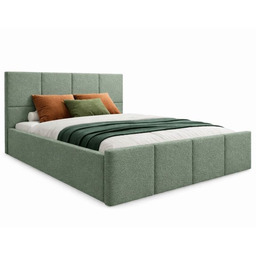 Zielone łóżko tapicerowane slim z pojemnikiem Siena (Slim