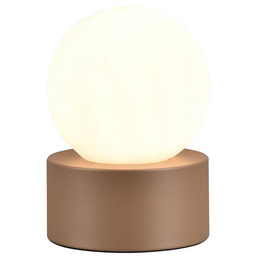 Lampa stołowa minimalistyczna brązowa podstawa + biała kula
