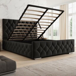 Łóżko z pojemnikiem 4319G 140x200 Welur Czarny