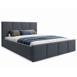 Granatowe łóżko tapicerowane slim z pojemnikiem Siena (Slim