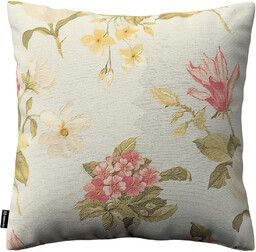 Poszewka Kinga na poduszkę, duże kwiaty na niebieskim