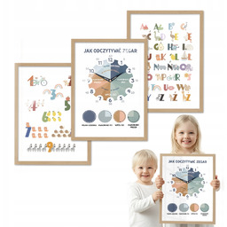 Zestaw 3 obrazów Rozwój drewniana ramka 40x50