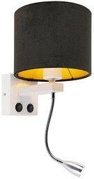 QAZQA Nowoczesna lampa ścienna biała z czarnym aksamitnym