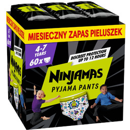 Ninjamas Statki kosmiczne pieluchomajtki, 60 szt, 4-7 lat,