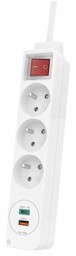 Hama Listwa Zasilająca 3 gniazda, 1 Usb C,