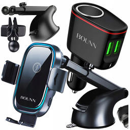 Ładowarka Indukcyjna Samochodowa Bezprzewodowa 15W+ŁADOWARKA Gniazdo 12/24V