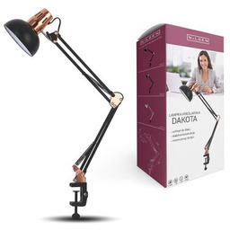 Lampka biurkowa E27 Dakota kreślarska z klipsem czarny/miedź