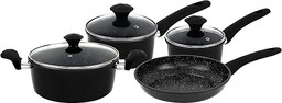 Herzberg, HG04654-BLK, Zestaw naczyń z powłoką nieprzywierającą, zatrzymywanie